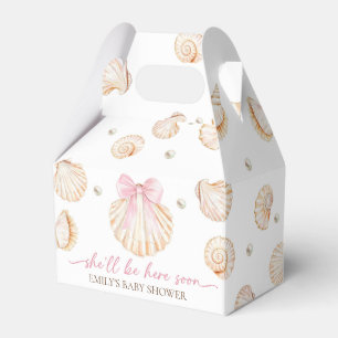 Pink Bow Shell Baby Shower Favour Box