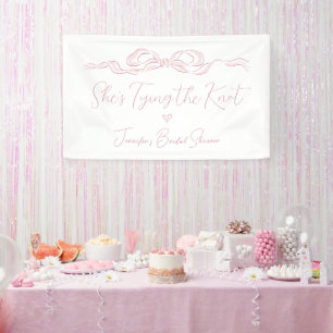 Pink Bow She's Tying the Knot Bridal Shower Banner