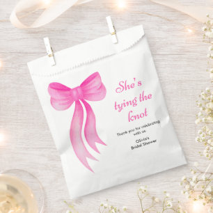 Pink Bow She's Tying the Knot Bridal Shower  Favour Bag