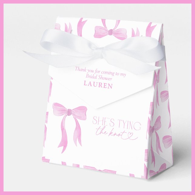 Pink Bow She's Tying The Knot Bridal Shower Favour Box (Creator Uploaded)
