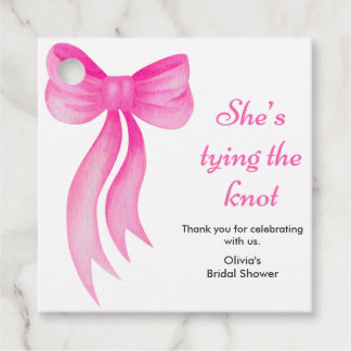 Pink Bow She's Tying the Knot Bridal Shower Favour Tags