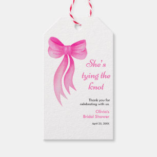Pink Bow She's Tying the Knot Bridal Shower  Gift Tags