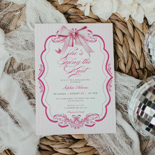 Pink Bow She's Tying the Knot Bridal Shower Invitation