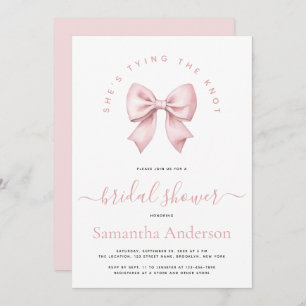Pink Bow She's Tying the Knot Bridal Shower Invitation