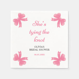 Pink Bow She's Tying The Knot Bridal Shower Napkin