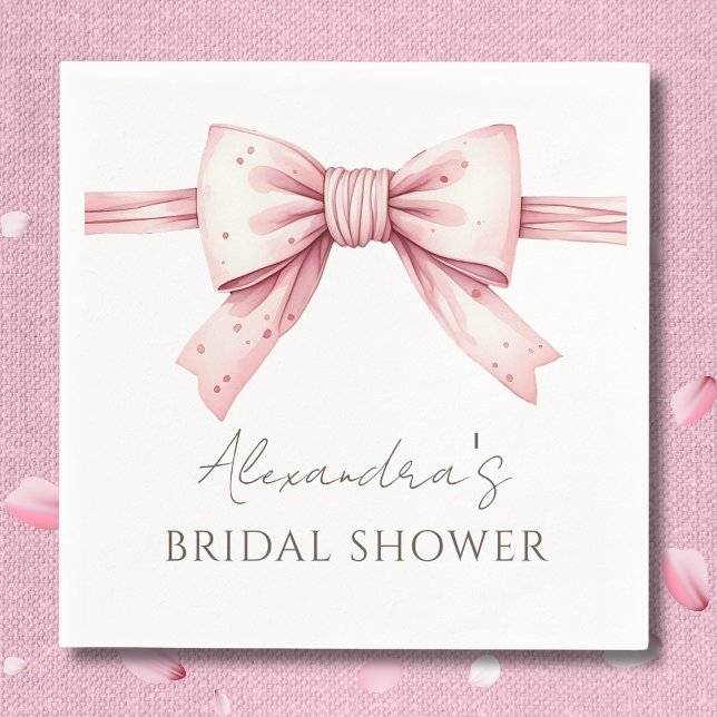 Pink Bow Shes Tying the Knot Bridal Shower Napkin (Creator Uploaded)