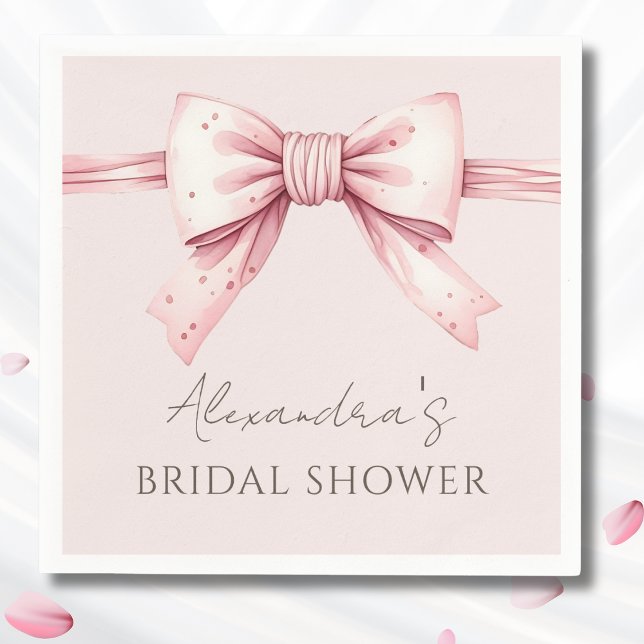 Pink Bow Shes Tying the Knot Bridal Shower Napkin (Creator Uploaded)