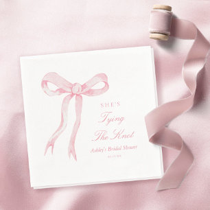 Pink Bow She's Tying The Knot Bridal Shower Napkin
