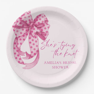 Pink bow She's Tying the Knot Bridal Shower  Paper Plate