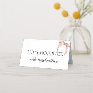 Pink Bow She's Tying the Knot Bridal Shower Place Card