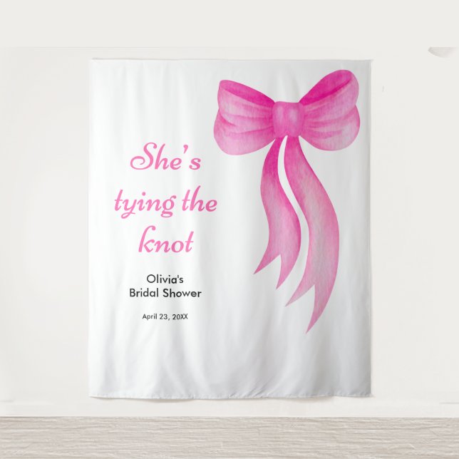 Pink Bow She's Tying the Knot Bridal Shower  Tapestry (Front)