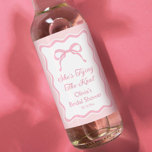 Pink Bow Shes Tying the Knot Bridal Shower Wine Label