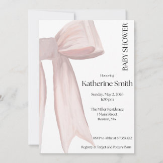 PINK BOW SHOWER BABY INVITATION