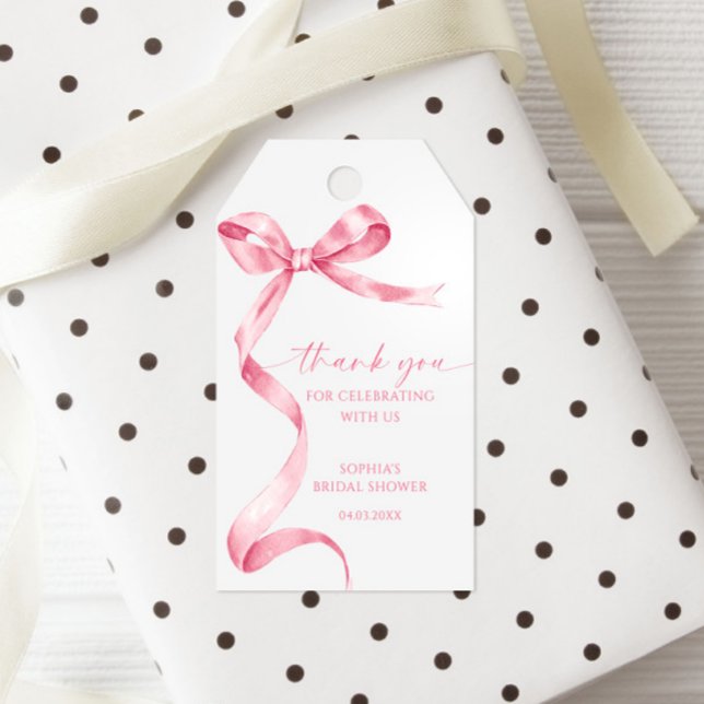 Pink Bow Shower Favour Gift Tag (Creator Uploaded)