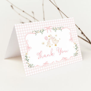 Pink Bow Silly Goose Girl Baby Shower Thank You Card