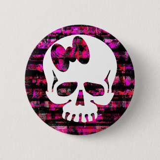 Pink Bow Skull 6 Cm Round Badge