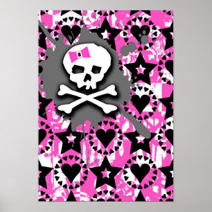 Pink Bow Skull Poster