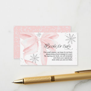 Pink Bow Snow in Love Books for Baby Enclosure Card