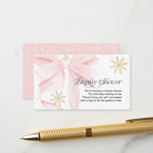Pink Bow Snow in Love Display Shower Enclosure Card