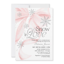 Pink Bow Snow in Love Winter Bridal Shower