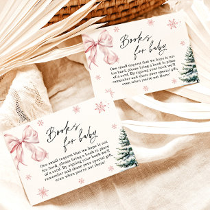 Pink Bow Snowflake Baby Shower Books for Baby Card