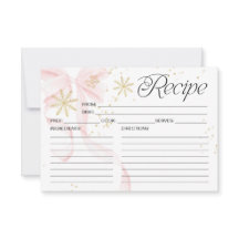 Pink Bow Snowflake Double-Sided Recipe Card