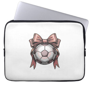 Pink Bow Soccer Ball Vintage Laptop Sleeve