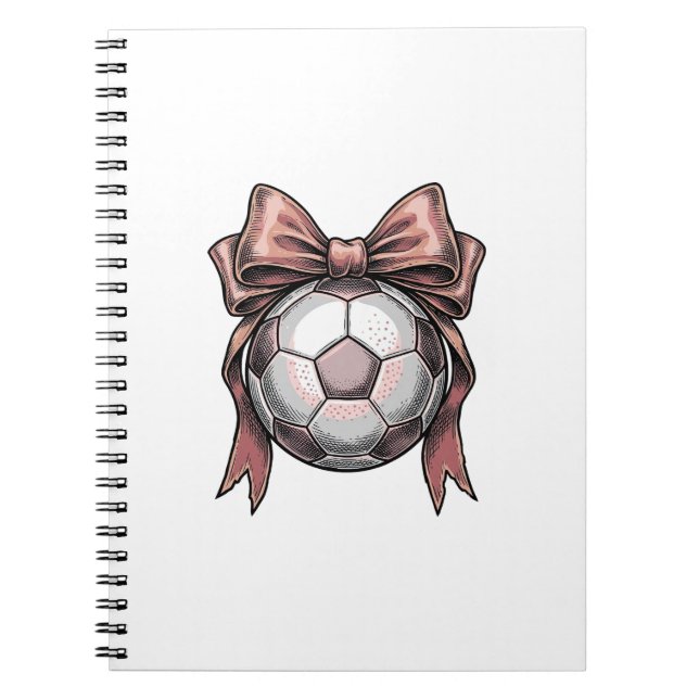 Pink Bow Soccer Ball Vintage Notebook (Front)
