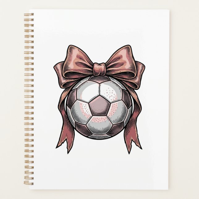 Pink Bow Soccer Ball Vintage Planner (Front)