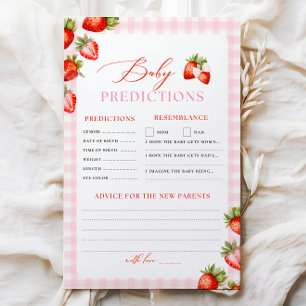 Pink Bow Strawberry Baby Shower Predictions Game