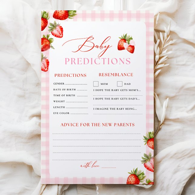 Pink Bow Strawberry Baby Shower Predictions Game (Creator Uploaded)