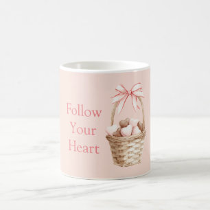 Pink Bow Strawberry Chocolate Hearts Basket Coffee Mug