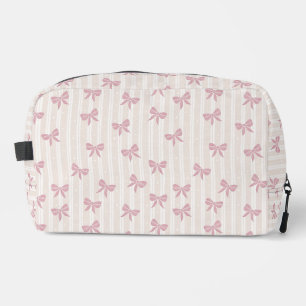 Pink Bow Stripe Cosmetic Dopp Kit