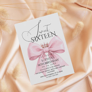 Pink Bow Sweet 16 Birthday Party Invitation