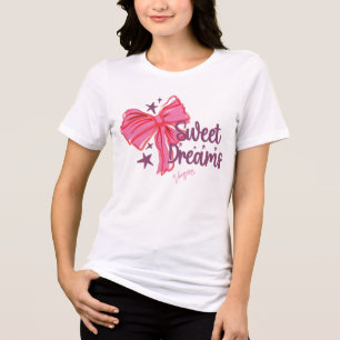 Pink Bow "Sweet Dreams" Glitter Typography Tri-Blend Shirt