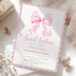 Pink Bow Sweet Sixteen Birthday Invitation<br><div class="desc">Pink Bow Sweet Sixteen Birthday Invitation with scallopped edges for a modern bow aesthetic 16th birthday celebration</div>