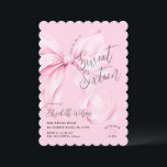 Pink Bow Sweet Sixteen Birthday Invitation<br><div class="desc">Pink Bow Sweet Sixteen Birthday Invitation for a modern bow aesthetic and scallopped edges for a 16th birthday celebration</div>