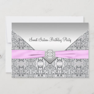 Pink Bow Sweet Sixteen Party Invitation