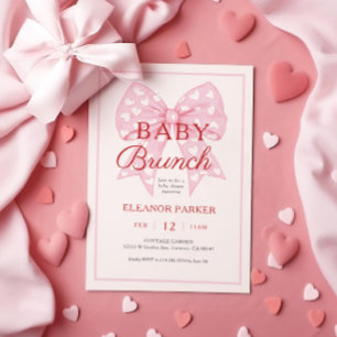 Pink Bow Sweetheart Baby Shower Brunch Invitation