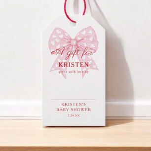 Pink Bow Sweetheart Baby Shower Display Shower  Gift Tags