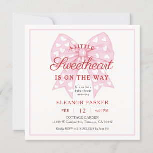 Pink Bow Sweetheart Baby Shower Square Invitation