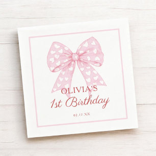 Pink Bow Sweetheart Birthday Party Napkin