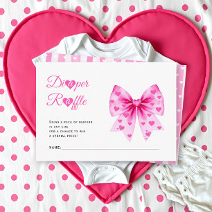 Pink bow Sweetheart diaper raffle girl baby shower Enclosure Card