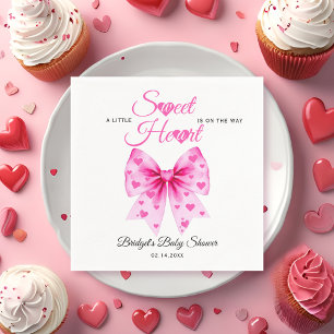 Pink Bow Sweetheart girl Valentine's Baby shower  Napkin