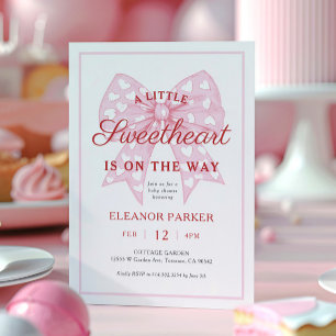 Pink Bow Sweetheart Is On The Way Baby Shower Invitation