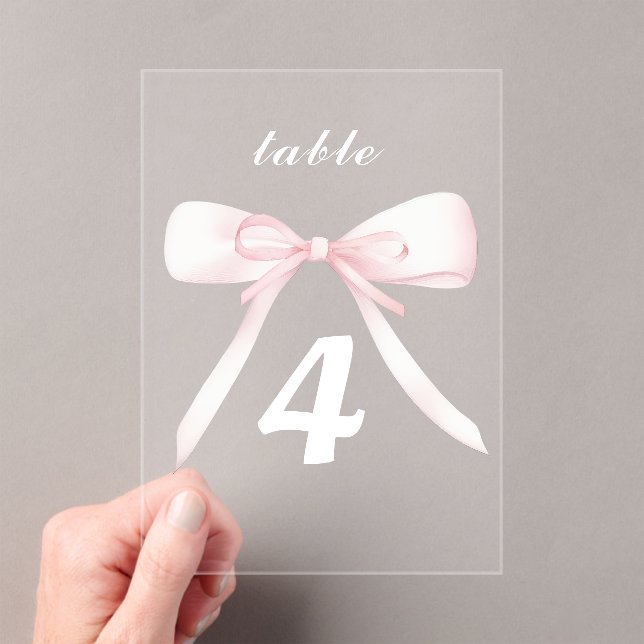 pink bow Table Numbers (Insitu (Handheld))
