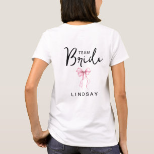Pink Bow Team Bride Bachelorette Party  T-Shirt