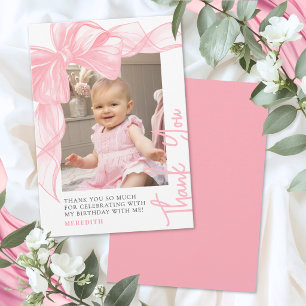 Pink Bow Thank You Card