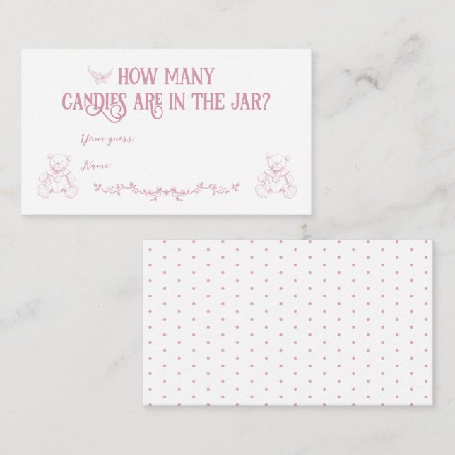 Pink Bow Toile Floral Nurse Baby Shower Game Enclosure Card (Front/Back)