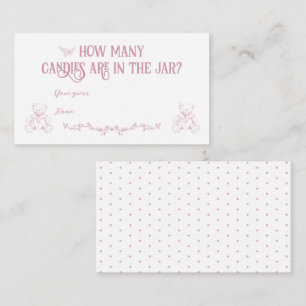 Pink Bow Toile Floral Nurse Baby Shower Game Enclosure Card